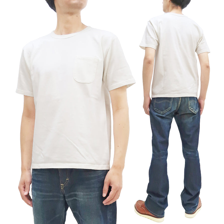 Studio D'artisan Plain T-shirt Men's Short Sleeve Suvin Gold Tsuri-ami Loopwheeled Pocket Tee 9916 White