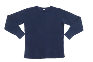 Studio D'artisan Waffle-Knit Thermal T-Shirt Men's Long Sleeve Solid Crew-Neck Super Heavyweight Thermal Tee 9936 Navy-Blue