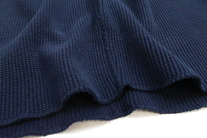 Studio D'Artisan Men's Heavyweight Waffle Knit Thermal Long Sleeve T-Shirt - 100% Cotton, Crew Neck, Ribbed Cuffs, Raw-edge hem, Made in Japan (SDA 9936) Navy-Blue