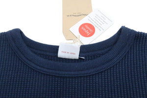 Studio D'artisan Waffle-Knit Thermal T-Shirt Men's Long Sleeve Solid Crew-Neck Super Heavyweight Thermal Tee 9936 Navy-Blue