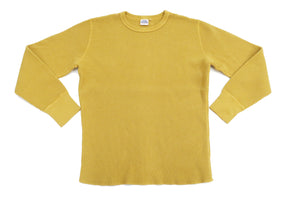 Studio D'artisan Waffle-Knit Thermal T-Shirt Men's Long Sleeve Solid Crew-Neck Super Heavyweight Thermal Tee 9936 Yellow
