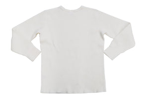 Studio D'Artisan Men's Heavyweight Waffle Knit Thermal Long Sleeve T-Shirt - 100% Cotton, Crew Neck, Ribbed Cuffs, Raw-edge hem, Made in Japan (SDA 9936) White