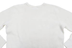 Studio D'Artisan Men's Heavyweight Waffle Knit Thermal Long Sleeve T-Shirt - 100% Cotton, Crew Neck, Ribbed Cuffs, Raw-edge hem, Made in Japan (SDA 9936) White