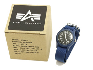Alpha Industries Men's Vietnam Watch Quartz Analog Military Wrist Watch ALW-46374 Black/Blue