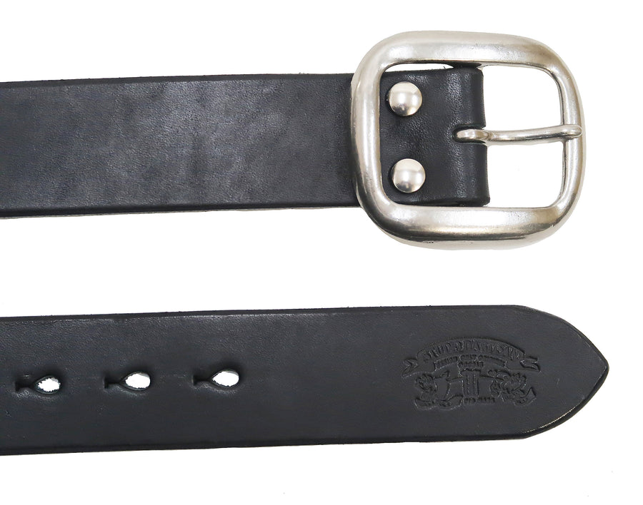 Studio D'artisan Leather Belt Men's Ccasual 38mm Wide/5mm Bend Leather with Thick Oval Buckle B-81 Black