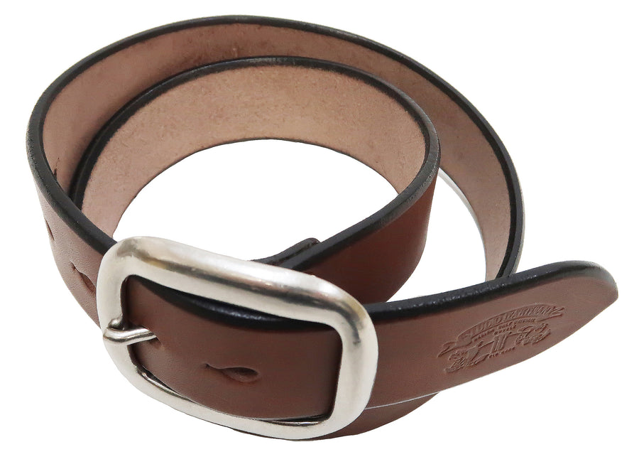 Studio D'artisan Leather Belt Men's Ccasual 38mm Wide/5mm Bend Leather with Thick Oval Buckle B-81 Brown