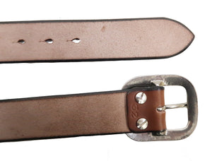 Studio D'artisan Leather Belt Men's Ccasual 38mm Wide/5mm Bend Leather with Thick Oval Buckle B-81 Brown