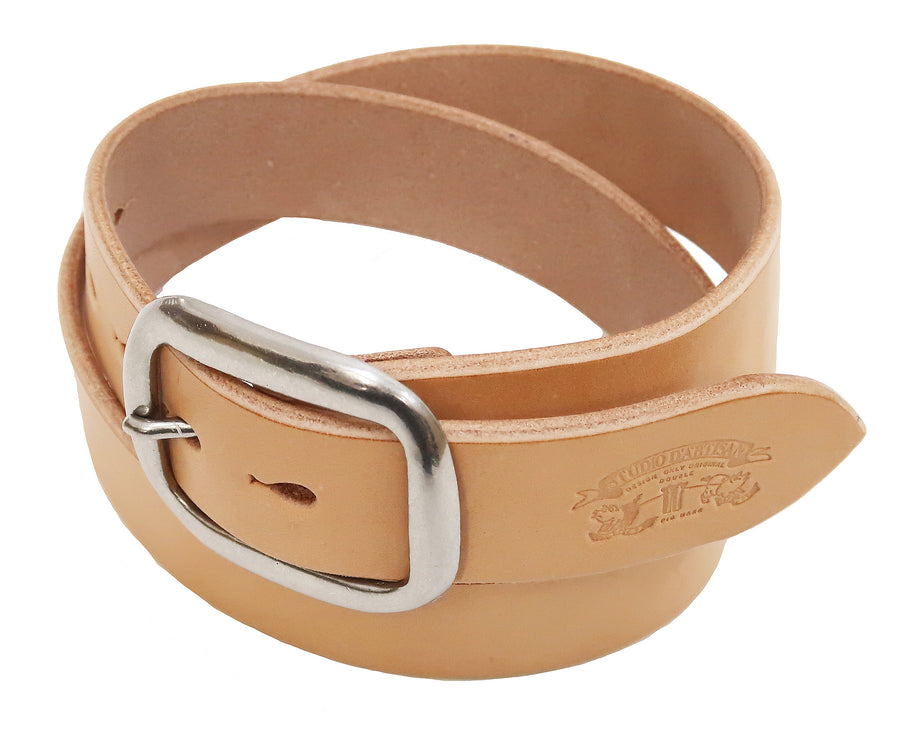 Studio D'artisan Leather Belt Men's Ccasual 38mm Wide/5mm Bend Leather with Thick Oval Buckle B-81 Natural
