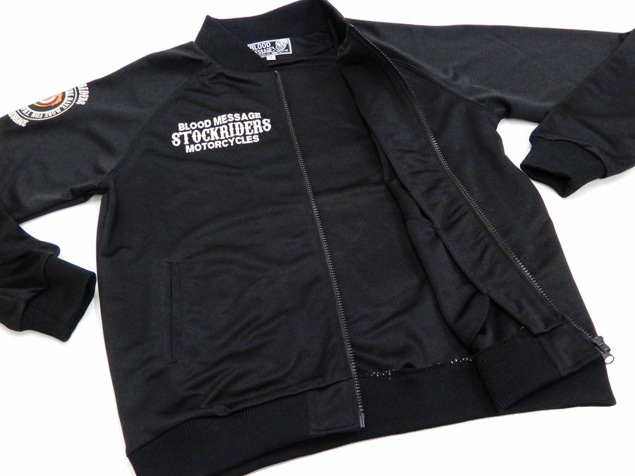 Blood Message Men's Casual Zip-Up Track Jacket with Tattoo Style Graphic BJS-200 Black