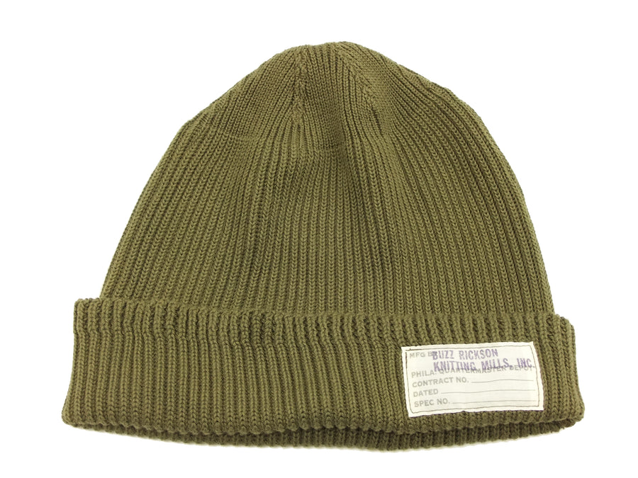 Buzz Rickson Men's Watch Cap Cotton Knit Military Style Hat