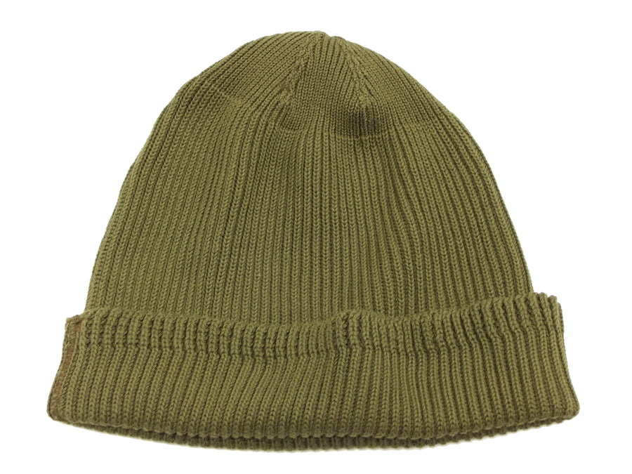 Buzz Rickson Men's Watch Cap Cotton Knit Military Style Hat BR02186 Olive Green