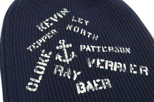 Buzz Rickson US Navy Watch Cap Men's Wool Winter Knit Hat with Stencil BR02721 Navy-Blue