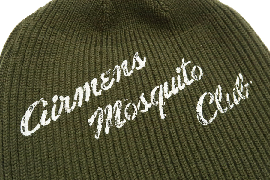 Buzz Rickson Watch Cap Men's Wool Winter Knit Hat USAAF A-4 Mechanics Cap with Stencil BR02722 Olive