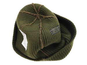 Buzz Rickson Watch Cap Men's Wool Winter Knit Hat USAAF A-4 Mechanics Cap with Stencil BR02722 Olive