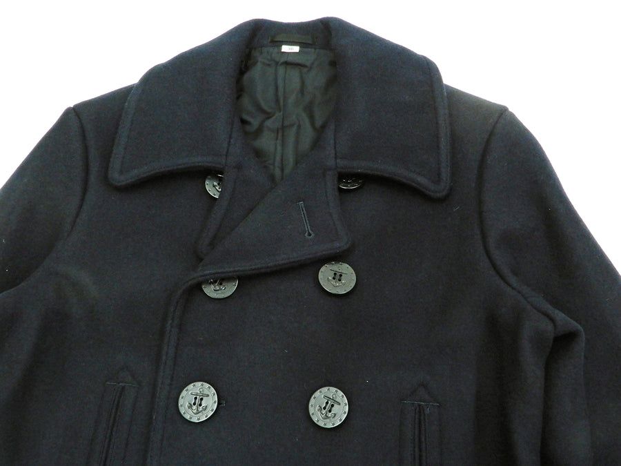 Buzz Rickson Pea Coat Men's U.S. Navy Wool Peacoat Double-breasted Coat BR11554 Navy-Blue