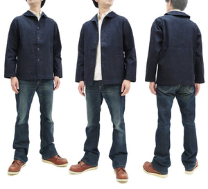 Buzz Rickson Shawl Collar Denim Jacket Men's Reproduction of US Navy Dungaree Jumper BR12744
