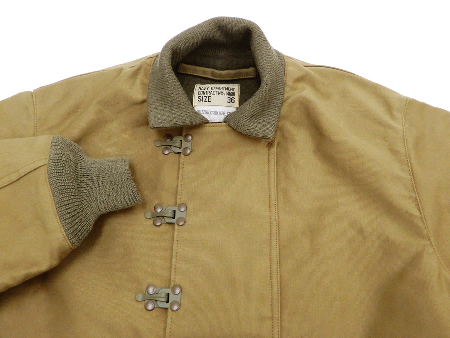 Buzz Rickson Deck Hook Jacket Men's US Navy Hook-Front Deck Jacket BR13580 Khaki