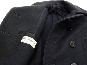 Buzz Rickson Pea Coat Men's U.S. Navy Wool Above-knee length Peacoat BR14146 Navy-Blue