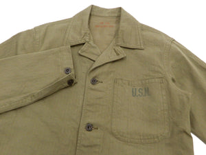 Buzz Rickson Jacket Men's Reproduction of USN HBT N-3 Utility Jacket BR14872 Olive