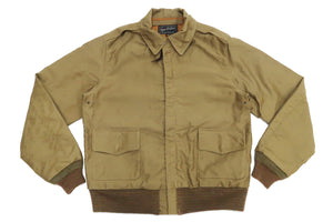 Buzz Rickson Jacket Men's Corded-Cotton Canvas Jungle Cloth A-2 Flight Bomber Jacket BR14934 133 Khaki
