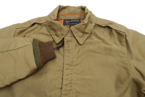 Buzz Rickson Jacket Men's Corded-Cotton Canvas Jungle Cloth A-2 Flight Bomber Jacket BR14934 133 Khaki