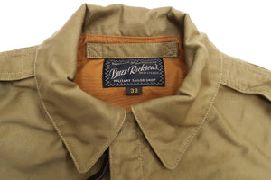 Buzz Rickson Jacket Men's Corded-Cotton Canvas Jungle Cloth A-2 Flight Bomber Jacket BR14934 133 Khaki