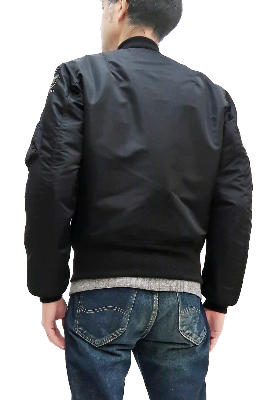 Buzz Rickson MA-1 William Gibson Black MA-1 Flight Jacket Men's MA1 Bomber Jacket Slender Version BR14964