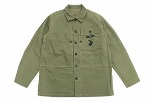 Buzz Rickson Jacket Men's Reproduction of WW2 USMC P44 HBT Utility Jacket P-44 BR15123 Olive