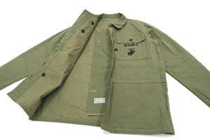 Buzz Rickson Jacket Men's Reproduction of WW2 USMC P44 HBT Utility Jacket P-44 BR15123 Olive