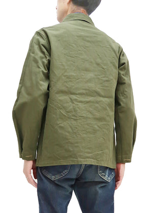 Buzz Rickson Jacket Men's Reproduction of WW2 USMC P44 HBT Utility Jacket P-44 BR15123 Olive
