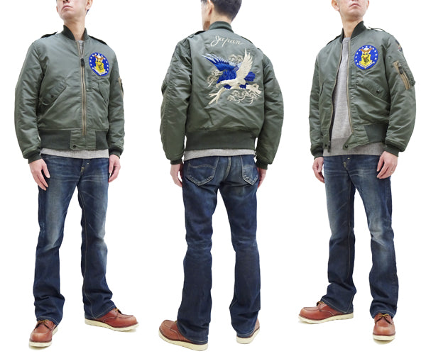 Buzz Rickson Jacket Men's L-2B Flight Jacket L2 Unfilled Custom Bomber  Jacket with Patch and Embroidery BR15281 Sage-Green