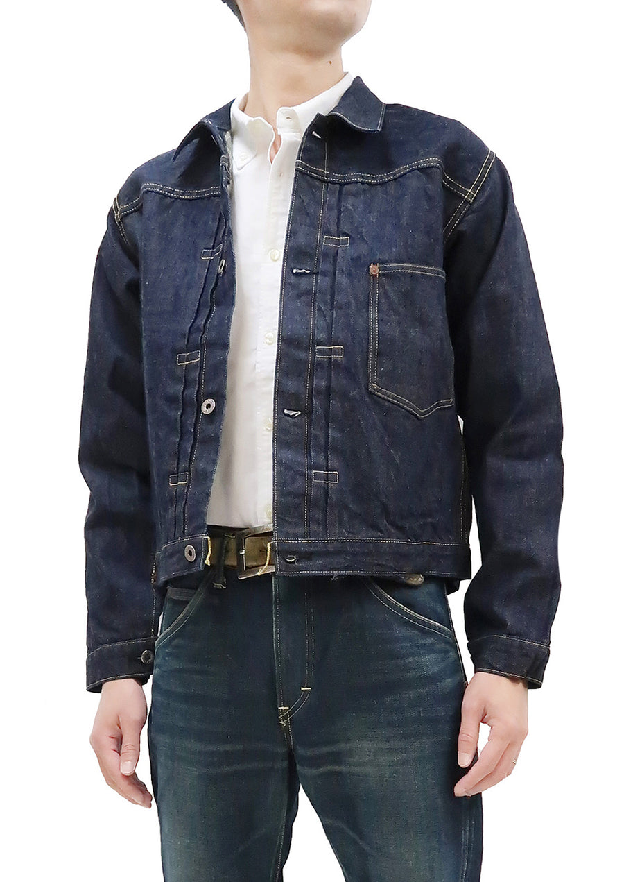 Buzz Rickson Jacket Men's Rproduction of Type 1 Denim Jacket WWII regulated  version BR16041 421 One Wash Deep blue indigo