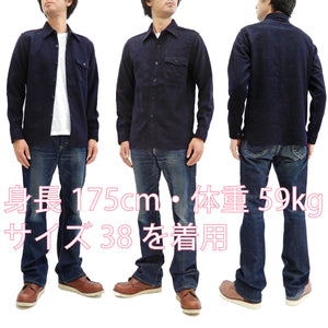 Buzz Rickson US Navy CPO Shirt Mens Plain Long Sleeve Wool-Flannel Shirt BR24961 Navy-Blue