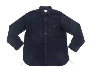 Buzz Rickson US Navy CPO Shirt Mens Plain Long Sleeve Wool-Flannel Shirt BR24961 Navy-Blue