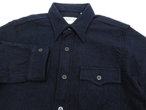Buzz Rickson US Navy CPO Shirt Mens Plain Long Sleeve Wool-Flannel Shirt BR24961 Navy-Blue