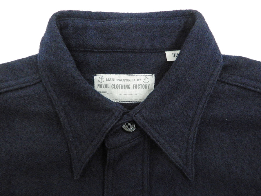 Buzz Rickson US Navy CPO Shirt Mens Plain Long Sleeve Wool-Flannel Shirt BR24961 Navy-Blue