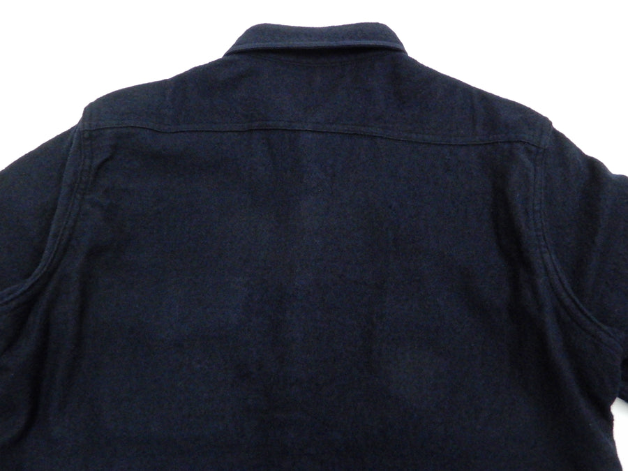 Buzz Rickson US Navy CPO Shirt Mens Plain Long Sleeve Wool-Flannel Shirt  BR24961 Navy-Blue