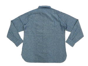 Buzz Rickson Chambray Shirt Men's U.S. Navy Military Style Plain Long Sleeve Button Up Shirt BR25995 Blue Chambray