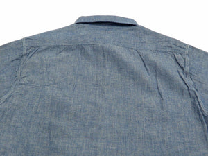 Buzz Rickson Chambray Shirt Men's U.S. Navy Military Style Plain Long Sleeve Button Up Shirt BR25995 Blue Chambray