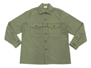 Buzz Rickson Shirt Plain Long Sleeve Utility Shirt Men's Reproduction of U.S. Army OG-107 BR28607 Olive