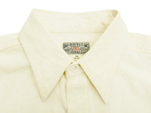 Buzz Rickson Chambray Shirt Men's U.S. Military Style Short Sleeve Button Up Shirt BR35857 Ecru