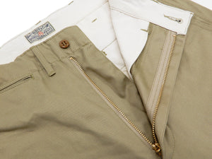 Buzz Rickson's Men's Original Spec Chinos 8.2 oz. Cotton Twill High-Rise Slimmer Straight Fit Military Chino Trousers with Zipper Fly Made in Japan (BR40025, 02 Khaki One Wash)