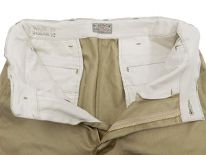 Buzz Rickson's Men's Original Spec Chinos 8.2 oz. Cotton Twill High-Rise Slimmer Straight Fit Military Chino Trousers with Zipper Fly Made in Japan (BR40025, 02 Khaki One Wash)