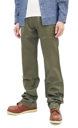 Buzz Rickson's Men's Original Spec Chinos 8.2 oz. Cotton Twill High-Rise Slimmer Straight Fit Military Chino Trousers with Zipper Fly Made in Japan (BR40025, 03 Olive One Wash)