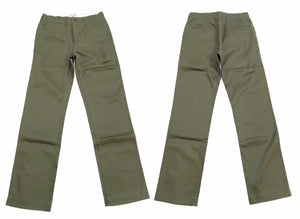 Buzz Rickson's Men's Original Spec Chinos 8.2 oz. Cotton Twill High-Rise Slimmer Straight Fit Military Chino Trousers with Zipper Fly Made in Japan (BR40025, 03 Olive One Wash)