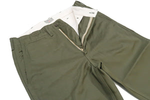 Buzz Rickson's Men's Original Spec Chinos 8.2 oz. Cotton Twill High-Rise Slimmer Straight Fit Military Chino Trousers with Zipper Fly Made in Japan (BR40025, 03 Olive One Wash)