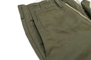 Buzz Rickson's Men's Original Spec Chinos 8.2 oz. Cotton Twill High-Rise Slimmer Straight Fit Military Chino Trousers with Zipper Fly Made in Japan (BR40025, 03 Olive One Wash)