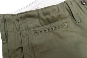 Buzz Rickson's Men's Original Spec Chinos 8.2 oz. Cotton Twill High-Rise Slimmer Straight Fit Military Chino Trousers with Zipper Fly Made in Japan (BR40025, 03 Olive One Wash)