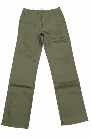 Buzz Rickson's Men's Original Spec Chinos 8.2 oz. Cotton Twill High-Rise Slimmer Straight Fit Military Chino Trousers with Zipper Fly Made in Japan (BR40025, 03 Olive One Wash)