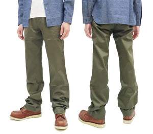 Buzz Rickson's Men's Original Spec Chinos 8.2 oz. Cotton Twill High-Rise Slimmer Straight Fit Military Chino Trousers with Zipper Fly Made in Japan (BR40025, 03 Olive One Wash)